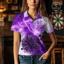 Load image into Gallery viewer, Personalised Purple And White Smokes Women Dart Shirts Custom Thunder Darts Team Shirt For Players NYN3366
