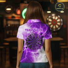 Load image into Gallery viewer, Personalised Purple And White Smokes Women Dart Shirts Custom Thunder Darts Team Shirt For Players NYN3366