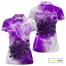 Load image into Gallery viewer, Personalized purple and white smoke dart shirt for women thunder darts jersey