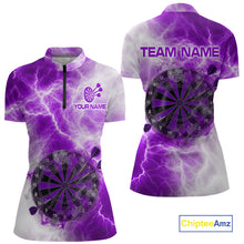 Load image into Gallery viewer, Personalized purple and white smoke dart shirt for women thunder darts jersey