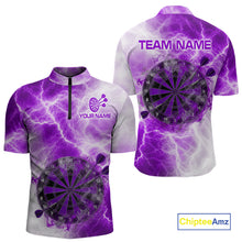 Load image into Gallery viewer, Personalized purple and white smoke dart shirt for men thunder darts jersey