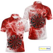 Load image into Gallery viewer, Personalized red and white smoke dart shirt for men thunder darts jersey