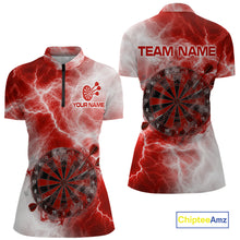 Load image into Gallery viewer, Personalized red and white smoke dart shirt for women thunder darts jersey