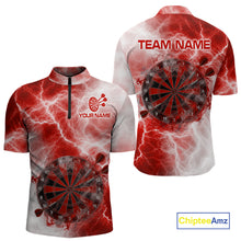 Load image into Gallery viewer, Personalized red and white smoke dart shirt for men thunder darts jersey