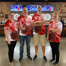 Load image into Gallery viewer, Personalised Red And White Smokes Women Dart Shirts Custom Thunder Darts Team Shirt For Players NYN3367