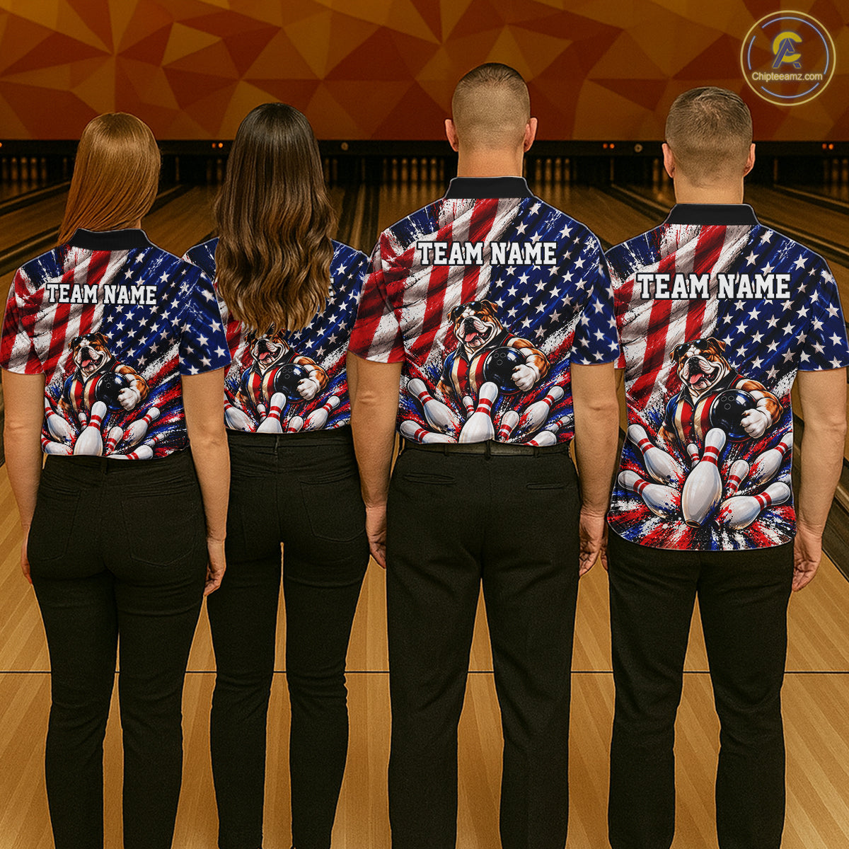 Custom Patriotic Bulldog Bowling Shirt For Women Funny Team Bowling Shirt US Flag Bowler Apparel NYN5059