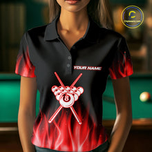 Load image into Gallery viewer, Custom Red Flaming Crown 8 Ball Billiard Shirts For Women Personalized Billiard Attire Gifts NYN2323