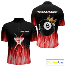 Load image into Gallery viewer, Custom Red Flaming Crown 8 Ball Billiard Shirts For Men Personalized Billiard Attire Gifts NYN2323