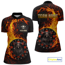 Load image into Gallery viewer, Grim Reaper Red Flaming Dartboard Women Darts 1/4-Zip Shirt Personalized Grunge Darts Team Jerseys NYN2600