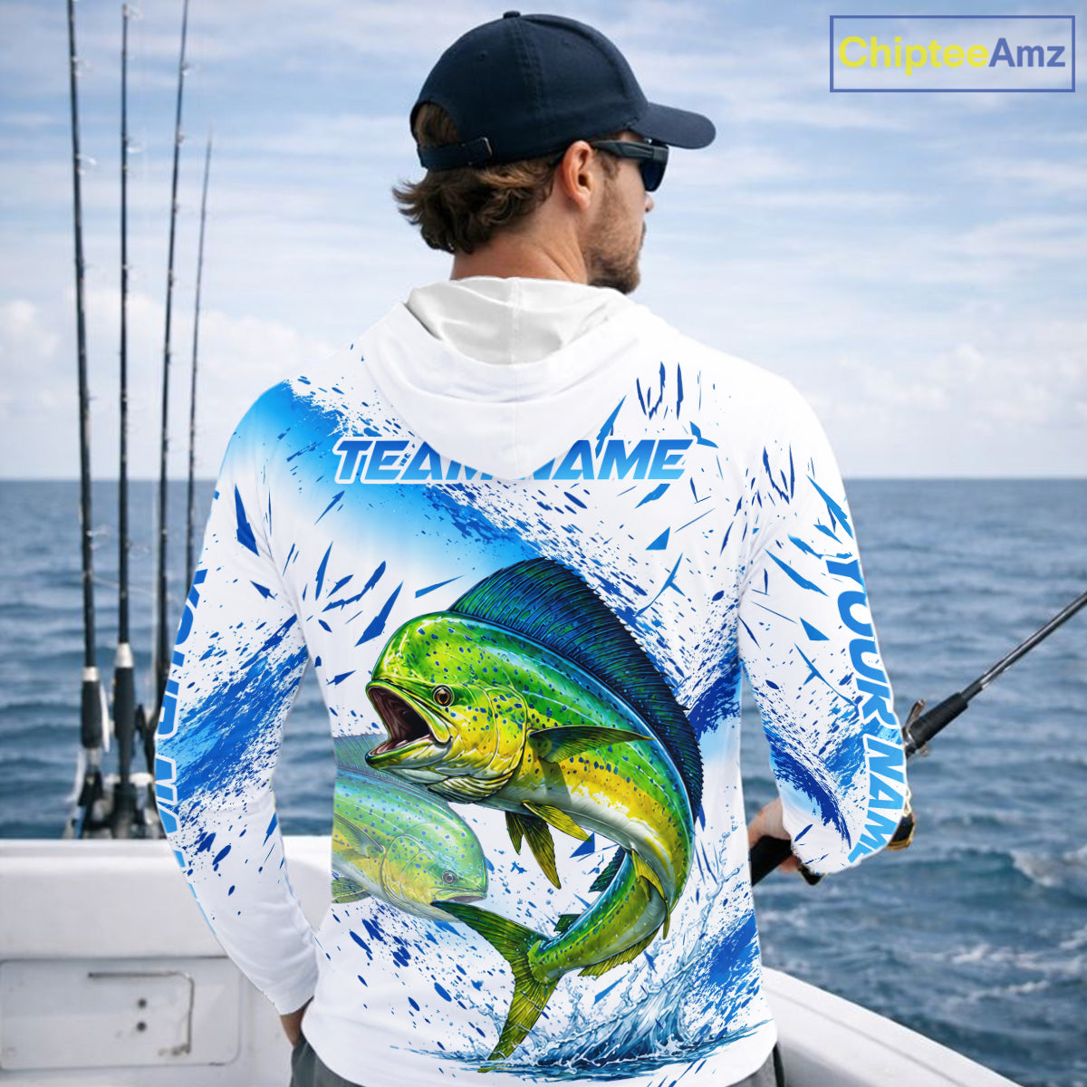 Custom Name Mahi Mahi Splash Fishing Performance Shirt, Compass Personalized Fisherman Gifts For Men NYN4317