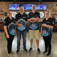 Load image into Gallery viewer, Grey And Blue Flames Wolf Custom Men&#39;s Funny Dart Polo Shirts Team Dart League Jerseys NYN2079