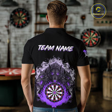Load image into Gallery viewer, Grey And Purple Flames Wolf Custom Men&#39;s Funny Dart Polo Shirts Team Dart League Jerseys NYN2080