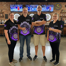 Load image into Gallery viewer, Grey And Purple Flames Wolf Custom Men&#39;s Funny Dart Polo Shirts Team Dart League Jerseys NYN2080