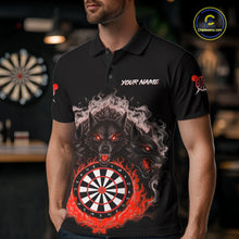 Load image into Gallery viewer, Grey And Red Flames Wolf Custom Men&#39;s Funny Dart Polo Shirts Team Dart League Jerseys NYN2081