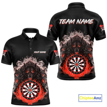 Load image into Gallery viewer, Grey And Red Flames Wolf Custom Men&#39;s Funny Dart Polo Shirts Team Dart League Jerseys NYN2081