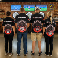 Load image into Gallery viewer, Grey And Red Flames Wolf Custom Men&#39;s Funny Dart Polo Shirts Team Dart League Jerseys NYN2081