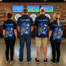Load image into Gallery viewer, Black And Blue Thunder Crown Skull Dartboard Women Darts Quarter-Zip Shirt Custom Darts Team Jersey NYN2608