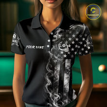 Load image into Gallery viewer, Grey Smokes American Flag 8 Ball Billiard Pool Shirt For Women Custom Billiard Skeleton Team Appeal NYN2764