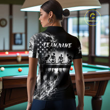 Load image into Gallery viewer, Grey Smokes American Flag 8 Ball Billiard Pool Shirt For Women Custom Billiard Skeleton Team Appeal NYN2764