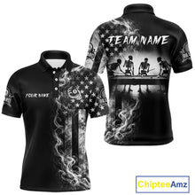 Load image into Gallery viewer, Grey Smokes American Flag 8 Ball Billiard Pool Shirt For Men Custom Billiard Skeleton Team Appeal NYN2764