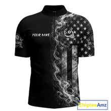 Load image into Gallery viewer, Grey Smokes American Flag 8 Ball Billiard Pool Shirt For Men Custom Billiard Skeleton Team Appeal NYN2764