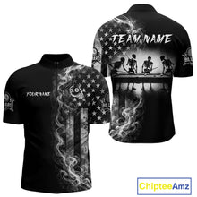 Load image into Gallery viewer, Grey Smokes American Flag 8 Ball Billiard Pool Shirt For Men Custom Billiard Skeleton Team Appeal NYN2764