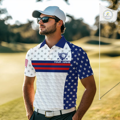 American Flag Anniversary Men Golf Polo Shirt Custom Golf Team Patriotic Golf Tops NYN3384