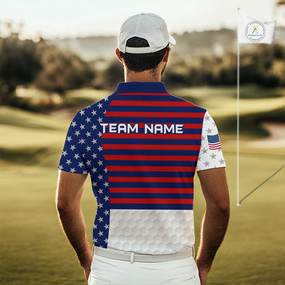 American Flag Anniversary Men Golf Polo Shirt Custom Golf Team Patriotic Golf Tops NYN3384