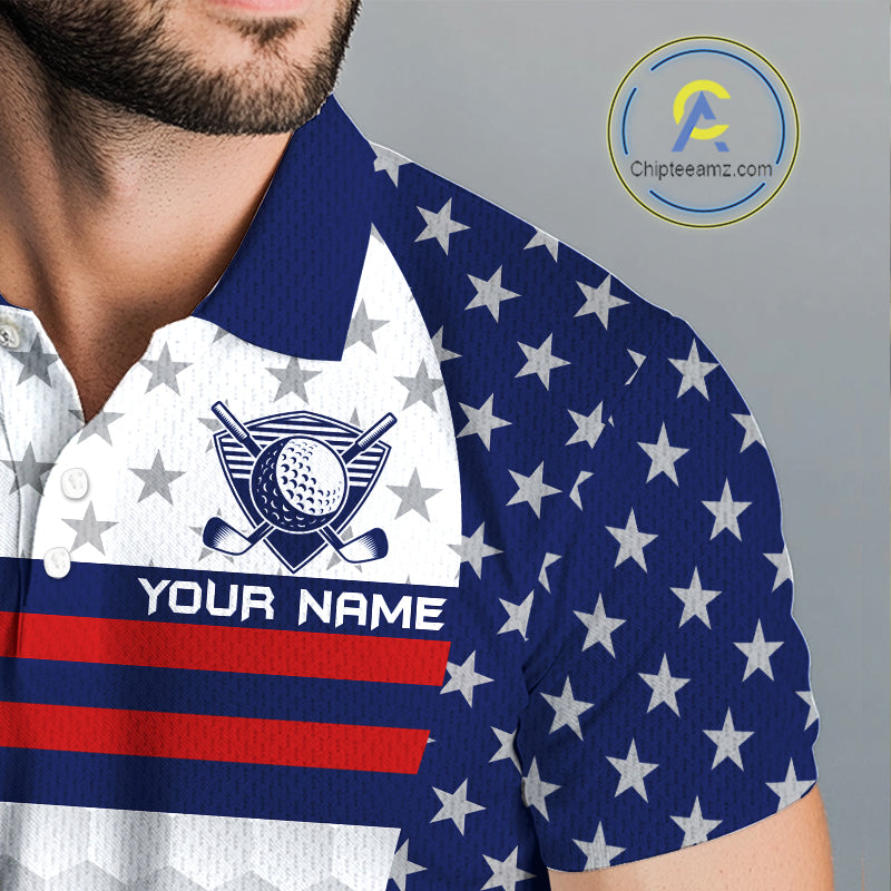 American Flag Anniversary Men Golf Polo Shirt Custom Golf Team Patriotic Golf Tops NYN3384