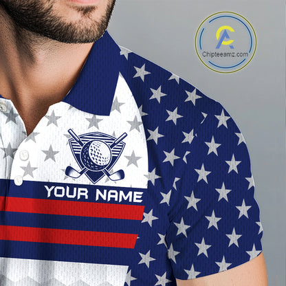 American Flag Anniversary Men Golf Polo Shirt Custom Golf Team Patriotic Golf Tops NYN3384