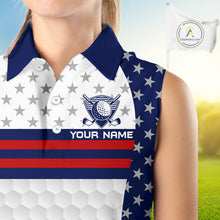 Load image into Gallery viewer, American flag 250th anniversary womens golf sleeveless polo patriotic golf shirt