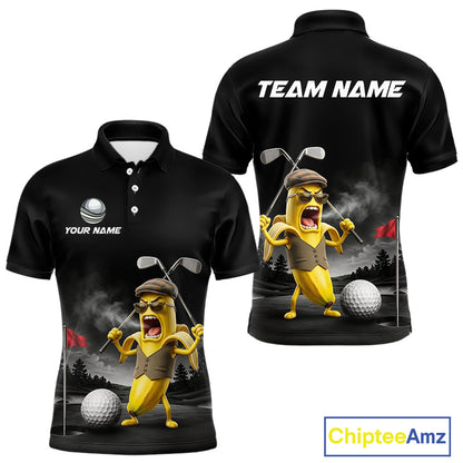 Custom Funny Golf Polo Shirt For Men Angry Banana Golfer Shirt Custom Name Team Golf Jersey NYN4330
