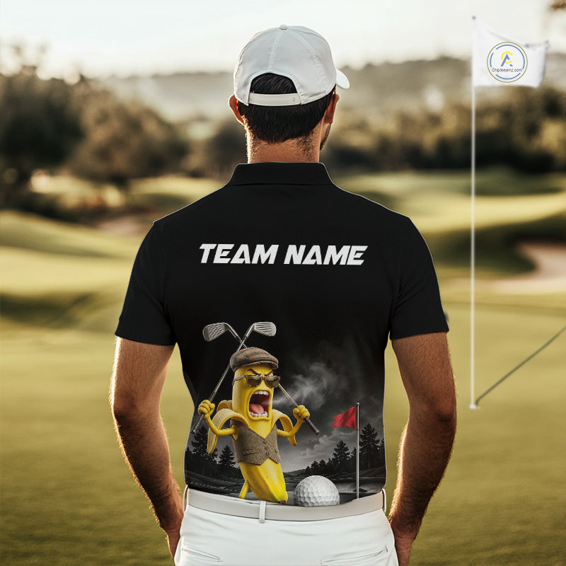 Custom Funny Golf Polo Shirt For Men Angry Banana Golfer Shirt Custom Name Team Golf Jersey NYN4330