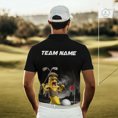Custom Funny Golf Polo Shirt For Men Angry Banana Golfer Shirt Custom Name Team Golf Jersey NYN4330