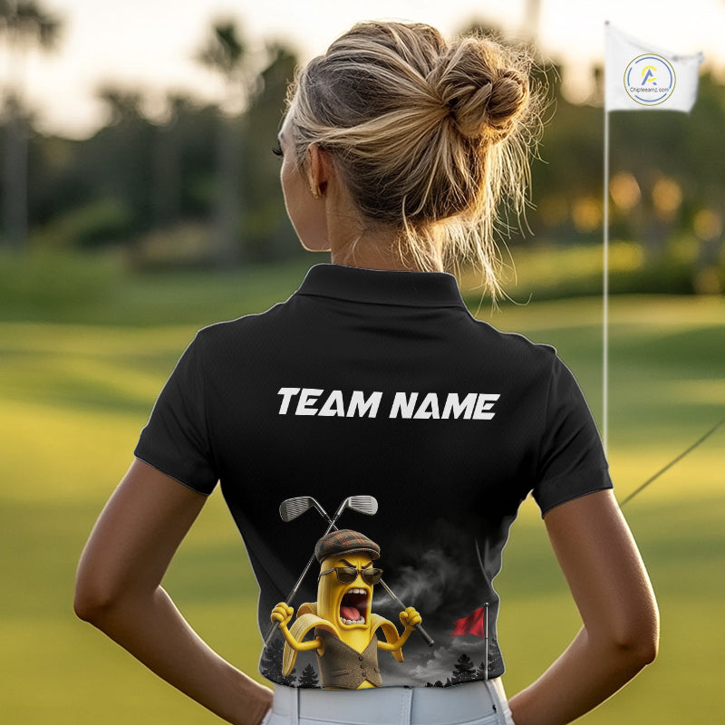 Custom Funny Golf Polo Shirt For Women Angry Banana Golfer Shirt Custom Name Team Golf Jersey NYN4330