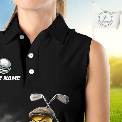 Custom Funny Golf Sleeveless Polo Shirt For Women Angry Banana Golfer Shirt Custom Name Team Golf Jersey NYN4330