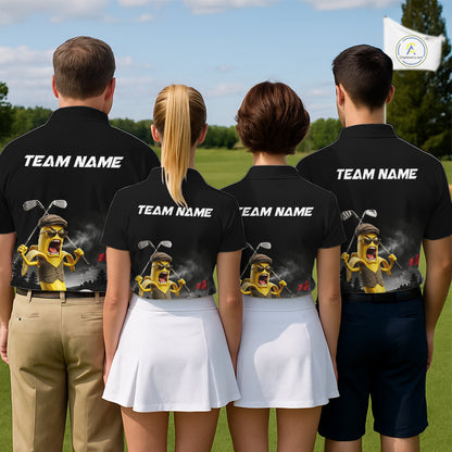 Custom Funny Golf Polo Shirt For Men Angry Banana Golfer Shirt Custom Name Team Golf Jersey NYN4330