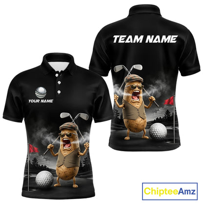 Custom Funny Golf Polo Shirt For Men Angry Potato Golfer Shirt Custom Name Team Golf Jersey NYN4331