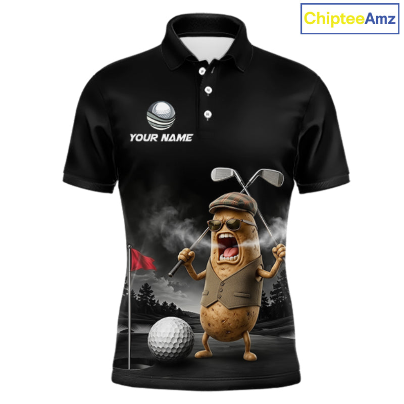 Custom Funny Golf Polo Shirt For Men Angry Potato Golfer Shirt Custom Name Team Golf Jersey NYN4331