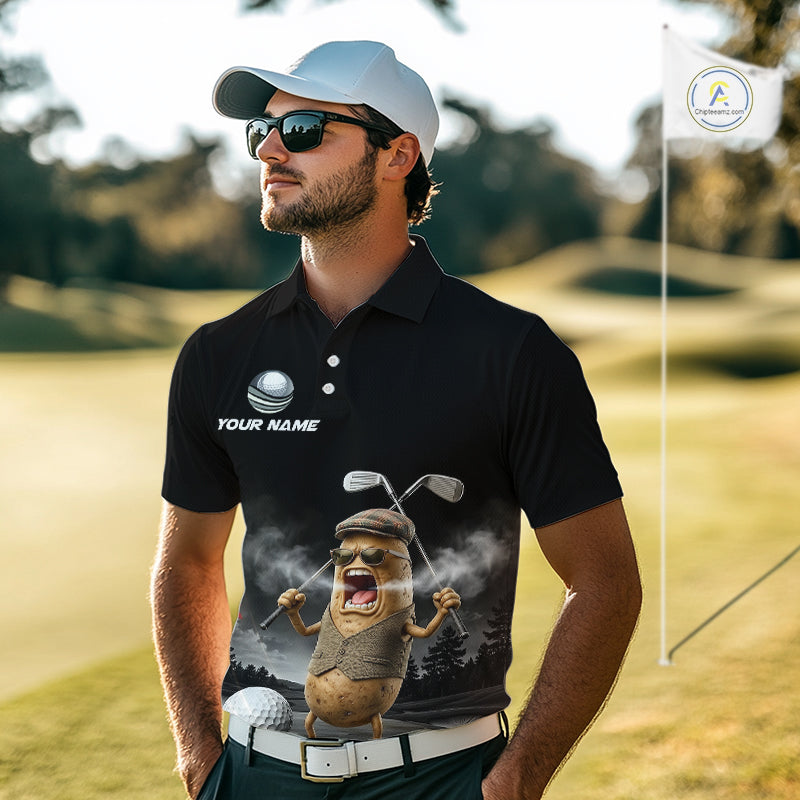 Custom Funny Golf Polo Shirt For Men Angry Potato Golfer Shirt Custom Name Team Golf Jersey NYN4331