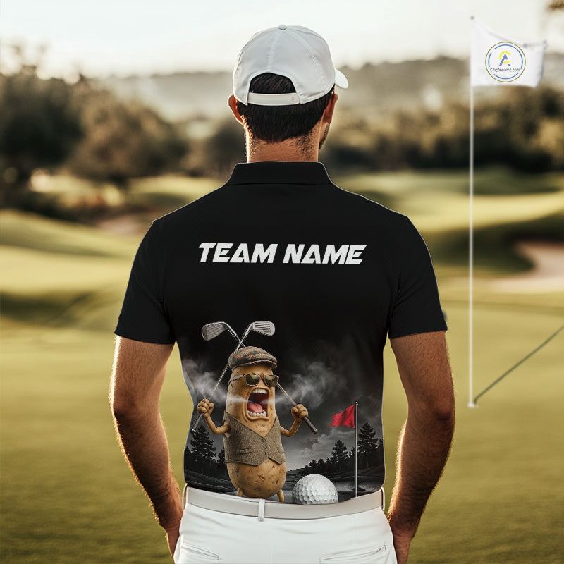Custom Funny Golf Polo Shirt For Men Angry Potato Golfer Shirt Custom Name Team Golf Jersey NYN4331