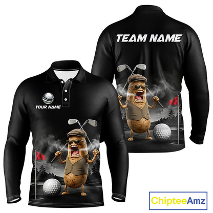 Custom Funny Golf Polo Shirt For Men Angry Potato Golfer Shirt Custom Name Team Golf Jersey NYN4331