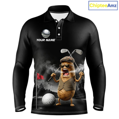 Custom Funny Golf Polo Shirt For Men Angry Potato Golfer Shirt Custom Name Team Golf Jersey NYN4331