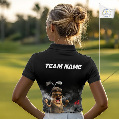 Custom Funny Golf Polo Shirt For Women Angry Potato Golfer Shirt Custom Name Team Golf Jersey NYN4331