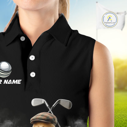 Custom Funny Golf Sleeveless Polo Shirt For Women Angry Potato Golfer Shirt Custom Name Team Golf Jersey NYN4331
