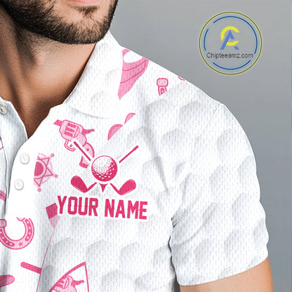 Pink Cowgirl Golf Polo Shirts For Men Custom Cowgirl Funny Golf Shirts, Upf Golf Shirts NYN3394