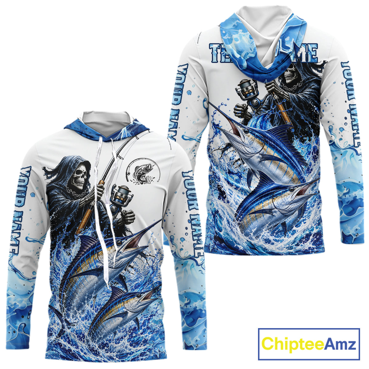 Custom Marlin Fishing Jersey Long Sleeve Grim Reaper Marlin Duo Fishing Shirt Apparel For Men NYN4359