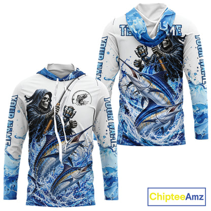 Custom Marlin Fishing Jersey Long Sleeve Grim Reaper Marlin Duo Fishing Shirt Apparel For Men NYN4359