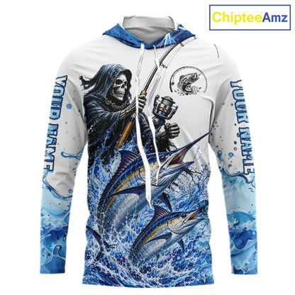 Custom Marlin Fishing Jersey Long Sleeve Grim Reaper Marlin Duo Fishing Shirt Apparel For Men NYN4359
