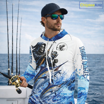Custom Marlin Fishing Jersey Long Sleeve Grim Reaper Marlin Duo Fishing Shirt Apparel For Men NYN4359